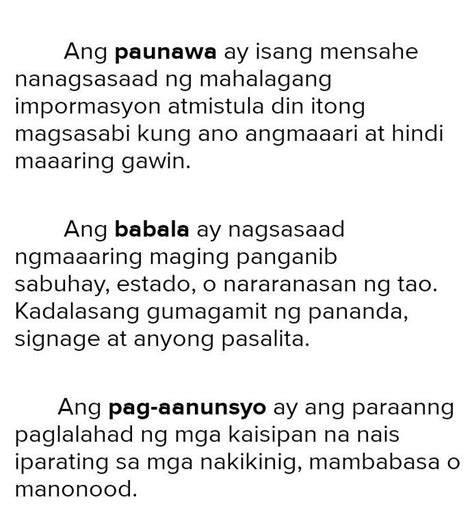 anunsyo example tagalog|Pagkakatulad Ng Babala At Paunawa – Kahulugan At .